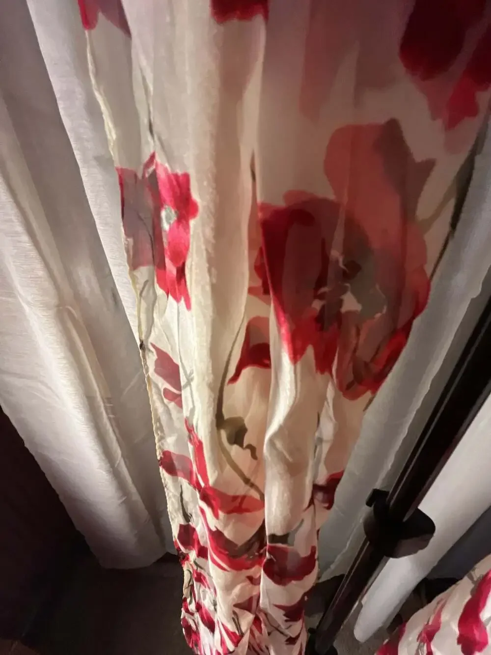 Wrapables® Lightweight silk  Poppy Floral Print Long Scarf, White